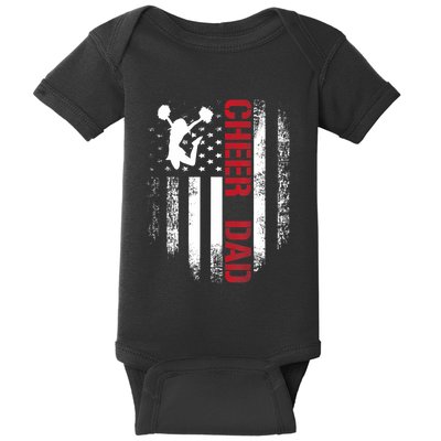 Cheer Dad Vintage American Flag Baby Bodysuit