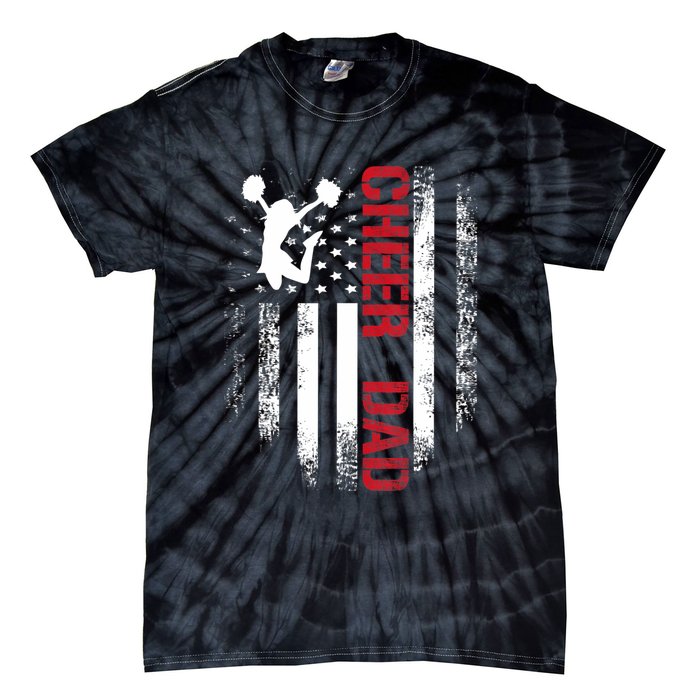 Cheer Dad Vintage American Flag Tie-Dye T-Shirt