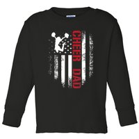 Cheer Dad Vintage American Flag Toddler Long Sleeve Shirt