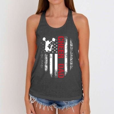 Cheer Dad Vintage American Flag Women's Knotted Racerback Tank