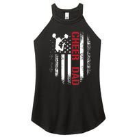 Cheer Dad Vintage American Flag Women's Perfect Tri Rocker Tank