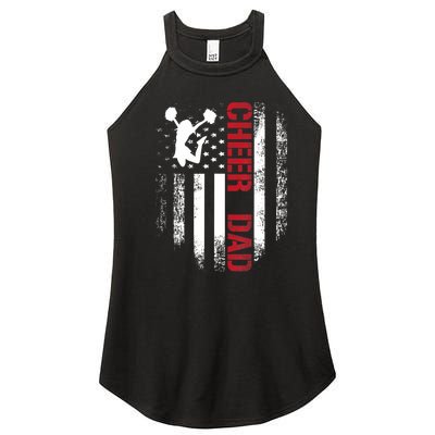 Cheer Dad Vintage American Flag Women's Perfect Tri Rocker Tank