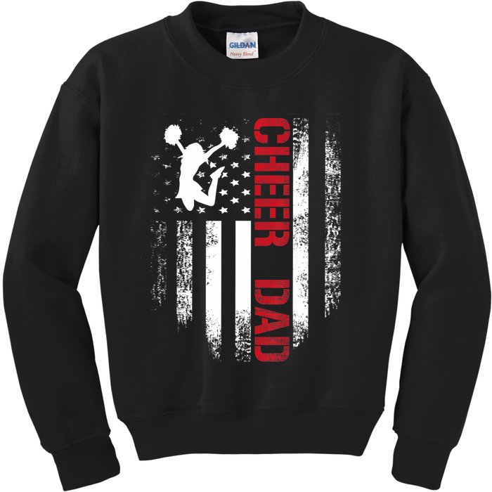 Cheer Dad Vintage American Flag Kids Sweatshirt