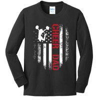 Cheer Dad Vintage American Flag Kids Long Sleeve Shirt