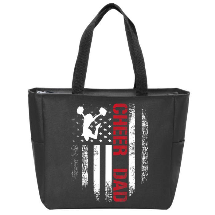 Cheer Dad Vintage American Flag Zip Tote Bag