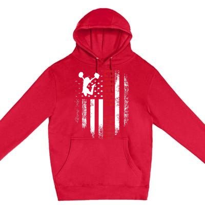 Cheer Dad Vintage American Flag Premium Pullover Hoodie