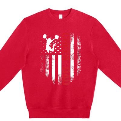 Cheer Dad Vintage American Flag Premium Crewneck Sweatshirt