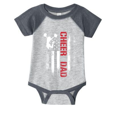 Cheer Dad Vintage American Flag Infant Baby Jersey Bodysuit