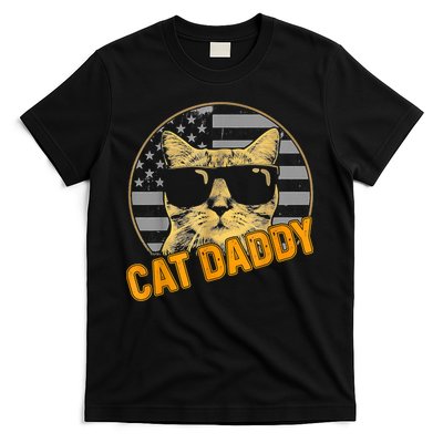 Cat Daddy Vintage Cat 80s Retro USA 4th Of July For Cat Dad T-Shirt