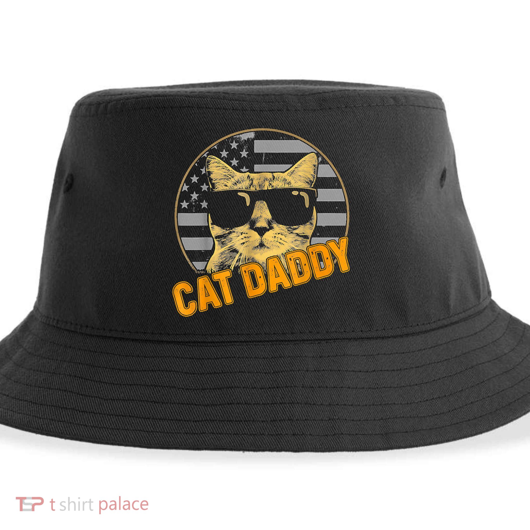 Cat Daddy Vintage Cat 80s Retro USA 4th Of July For Cat Dad Sustainable Bucket Hat