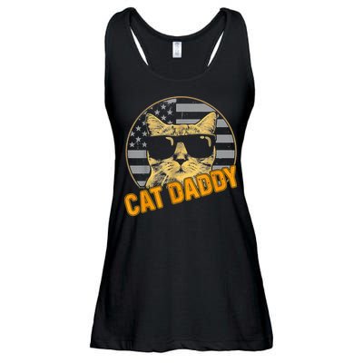 Cat Daddy Vintage Cat 80s Retro USA 4th Of July For Cat Dad Ladies Essential Flowy Tank