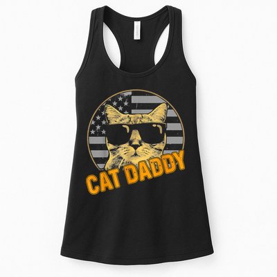 Cat Daddy Vintage Cat 80s Retro USA 4th Of July For Cat Dad Womens Tank Top