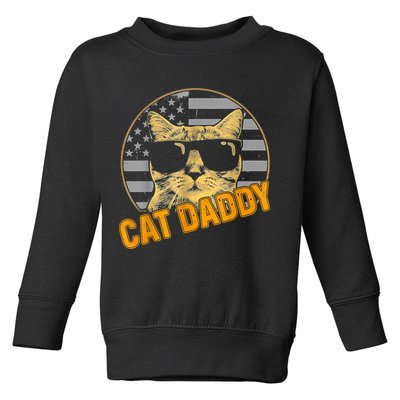 Cat Daddy Vintage Cat 80s Retro USA 4th Of July For Cat Dad Toddler Sweatshirt