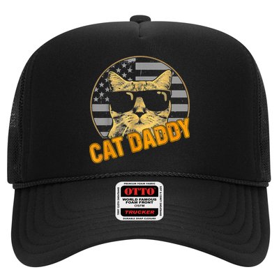 Cat Daddy Vintage Cat 80s Retro USA 4th Of July For Cat Dad Trucker Hat