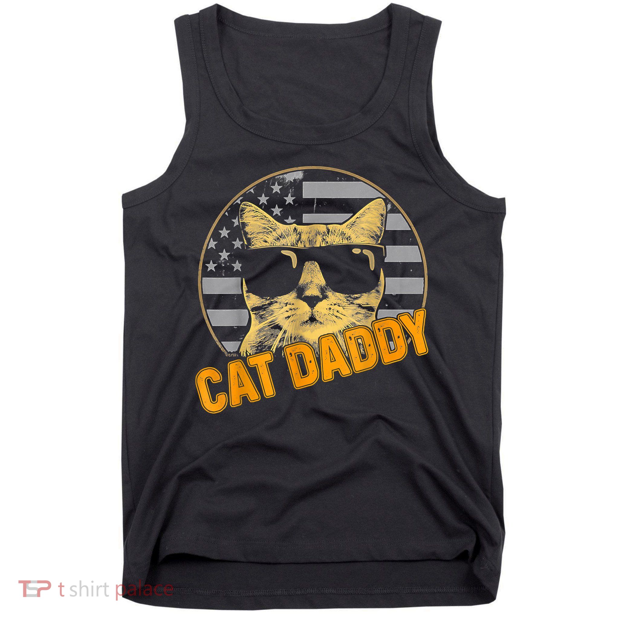 Cat Daddy Vintage Cat 80s Retro USA 4th Of July For Cat Dad Tank Top