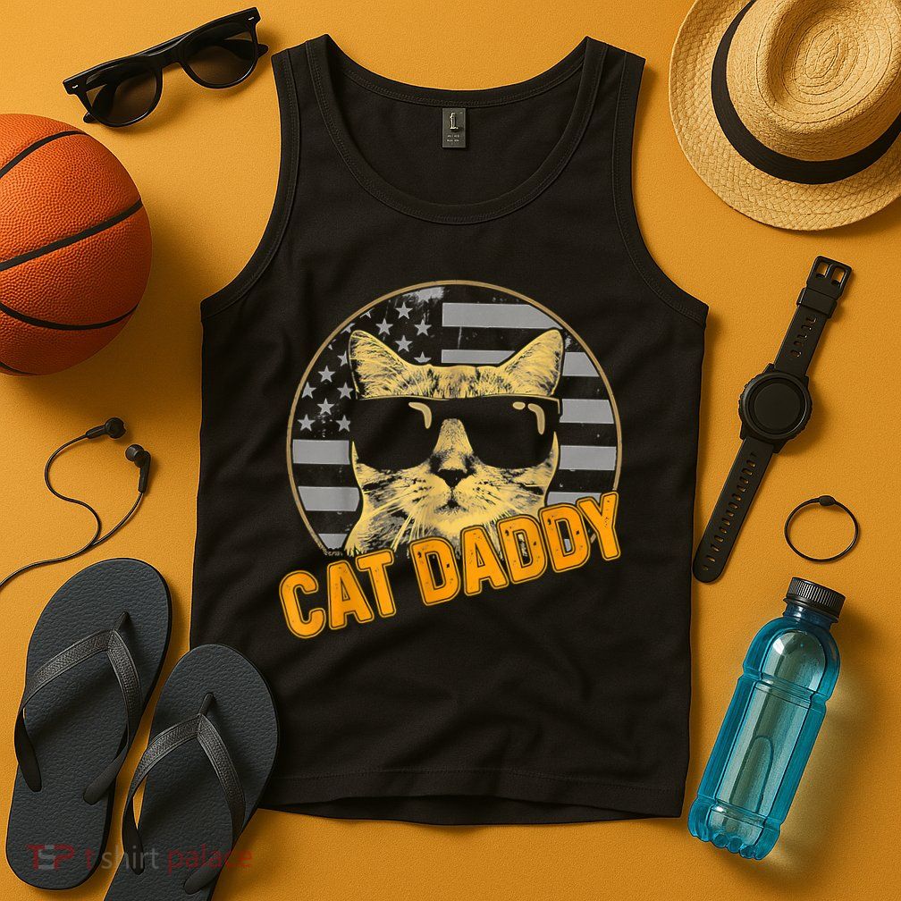 Cat Daddy Vintage Cat 80s Retro USA 4th Of July For Cat Dad Tank Top