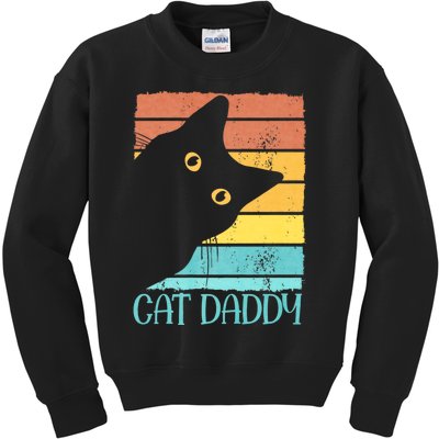 Cat Daddy Vintage Eighties Style Cat Dad Gift Fathers Day Kids Sweatshirt