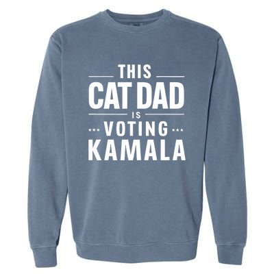 Cat Dad Voting For Kamala President Harris 2024 Vote Blue Garment-Dyed Sweatshirt