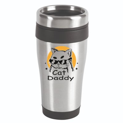 Cat Daddy Vintage Eighties Style Cat Retro Distressed 16oz Travel Tumbler
