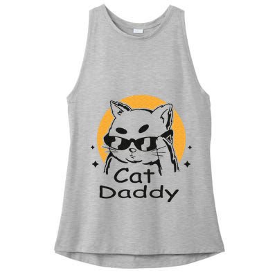 Cat Daddy Vintage Eighties Style Cat Retro Distressed Ladies PosiCharge Tri-Blend Wicking Tank