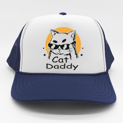 Cat Daddy Vintage Eighties Style Cat Retro Distressed Trucker Hat