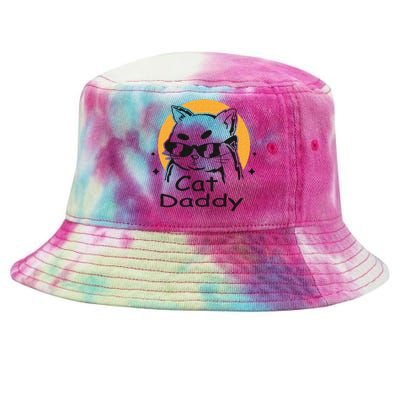 Cat Daddy Vintage Eighties Style Cat Retro Distressed Tie-Dyed Bucket Hat