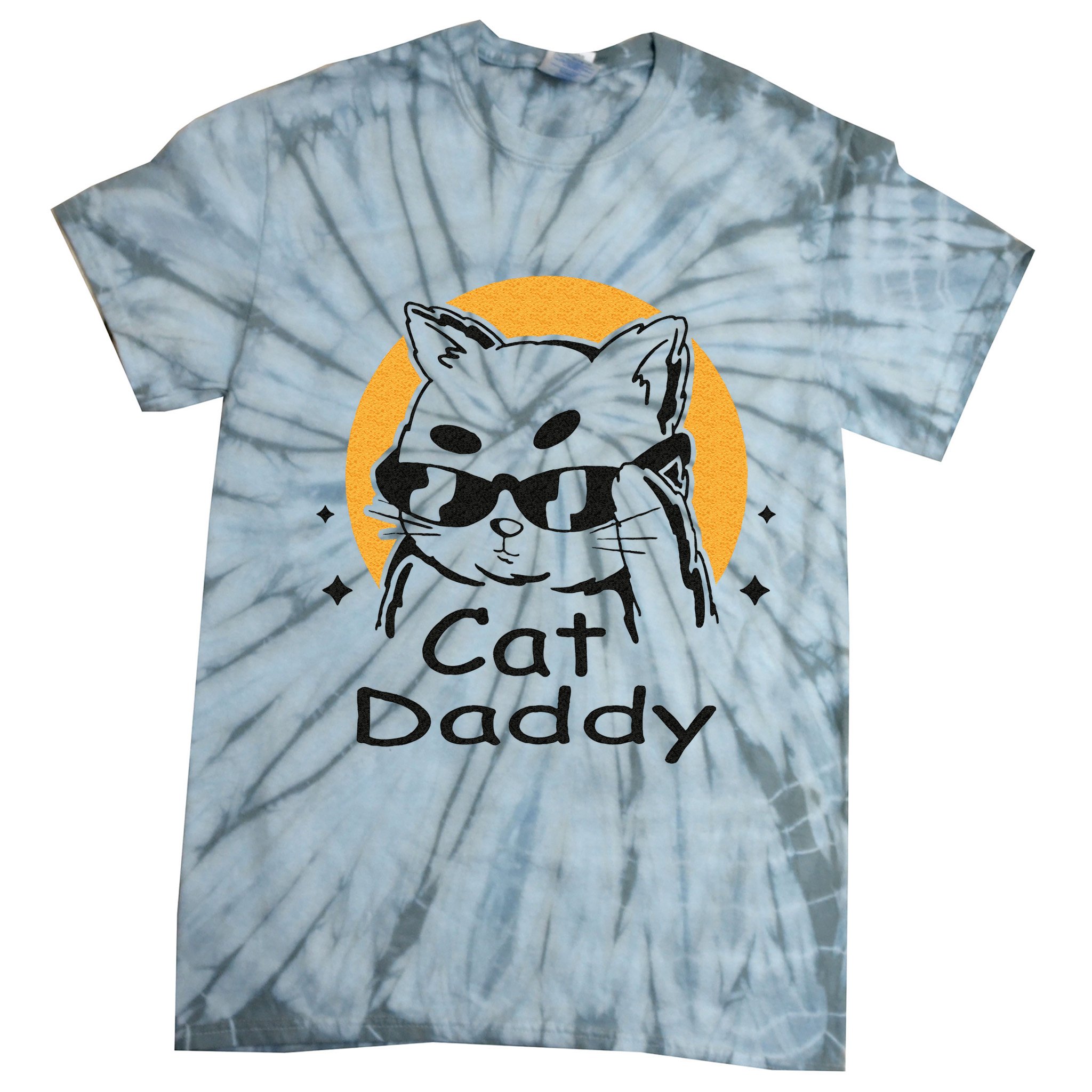 Cat Daddy Vintage Eighties Style Cat Retro Distressed Tie-Dye T-Shirt