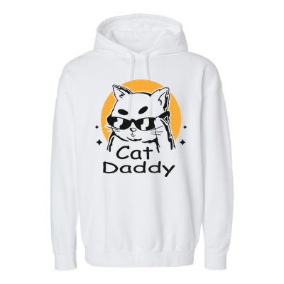 Cat Daddy Vintage Eighties Style Cat Retro Distressed Garment-Dyed Fleece Hoodie