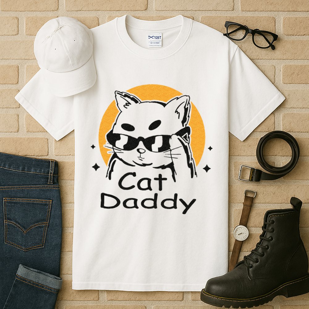 Cat Daddy Vintage Eighties Style Cat Retro Distressed Tall T-Shirt