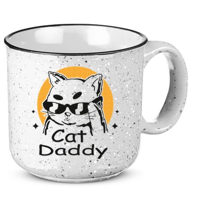 Cat Daddy Vintage Eighties Style Cat Retro Distressed 15oz Campfire Ceramic Mug