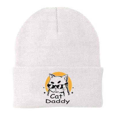 Cat Daddy Vintage Eighties Style Cat Retro Distressed Knit Cap Winter Beanie