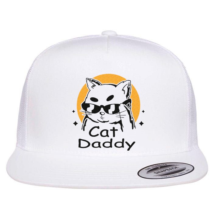 Cat Daddy Vintage Eighties Style Cat Retro Distressed Flat Bill Trucker Hat