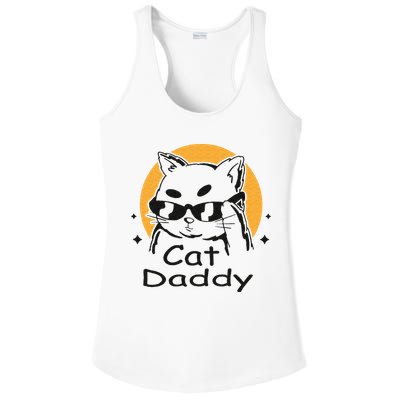 Cat Daddy Vintage Eighties Style Cat Retro Distressed Ladies PosiCharge Competitor Racerback Tank