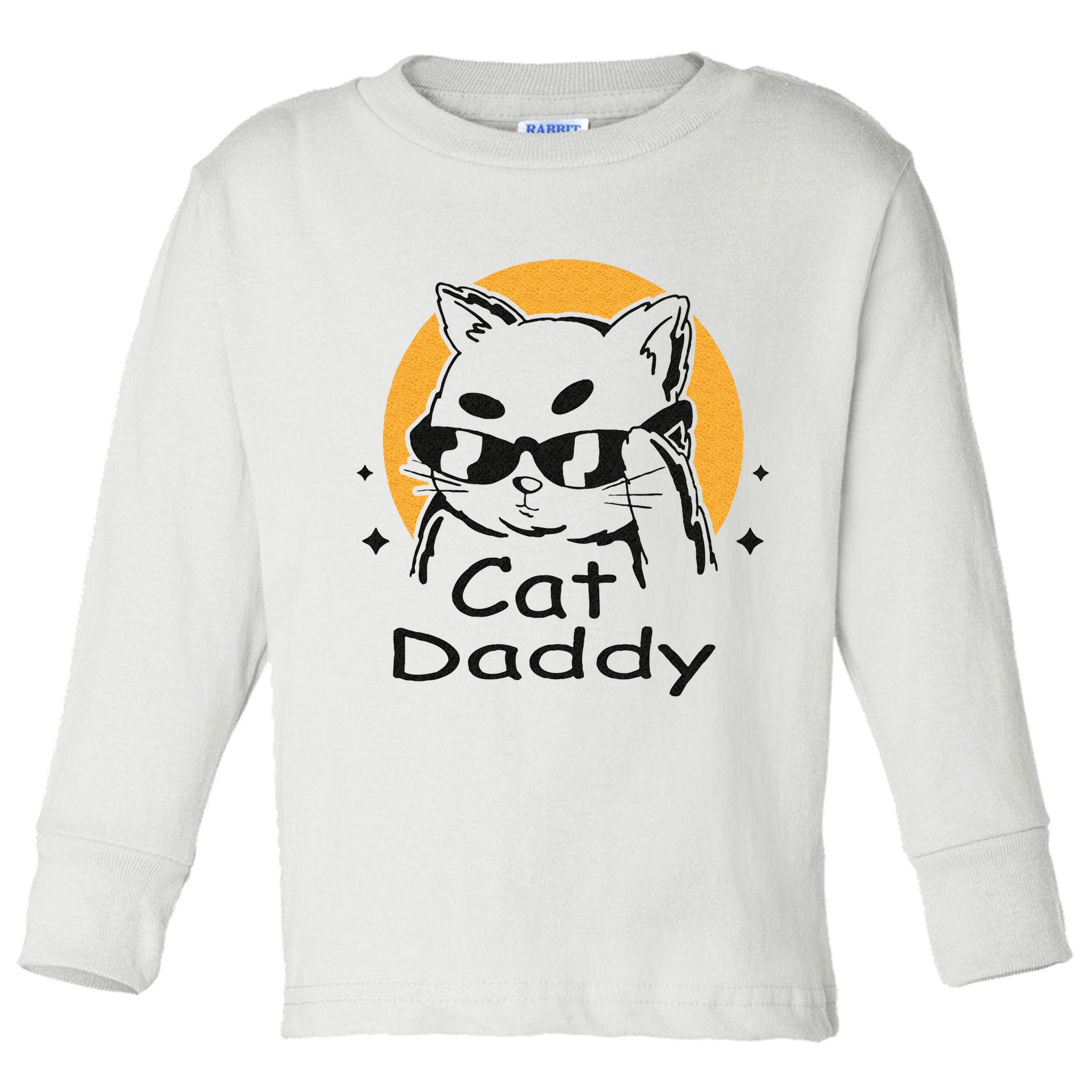 Cat Daddy Vintage Eighties Style Cat Retro Distressed Toddler Long Sleeve Shirt