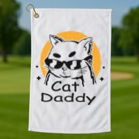 Cat Daddy Vintage Eighties Style Cat Retro Distressed Golf Towel