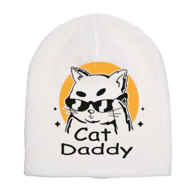 Cat Daddy Vintage Eighties Style Cat Retro Distressed Short Acrylic Beanie