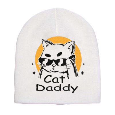 Cat Daddy Vintage Eighties Style Cat Retro Distressed Short Acrylic Beanie