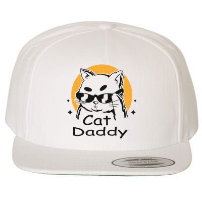 Cat Daddy Vintage Eighties Style Cat Retro Distressed Wool Snapback Cap