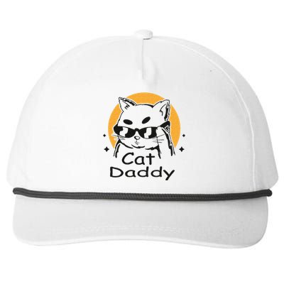 Cat Daddy Vintage Eighties Style Cat Retro Distressed Snapback Five-Panel Rope Hat