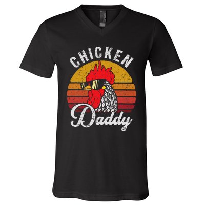 Chicken Daddy Vintage Style Chicken Dad Poultry Funny Farmer V-Neck T-Shirt