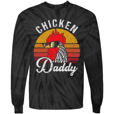 Chicken Daddy Vintage Style Chicken Dad Poultry Funny Farmer Tie-Dye Long Sleeve Shirt