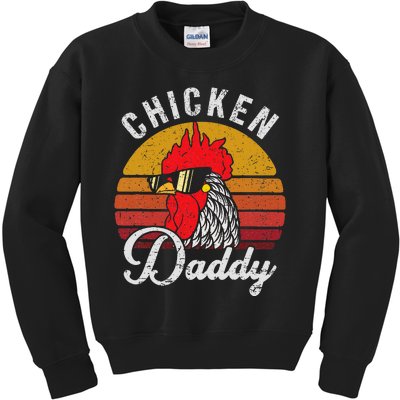 Chicken Daddy Vintage Style Chicken Dad Poultry Funny Farmer Kids Sweatshirt