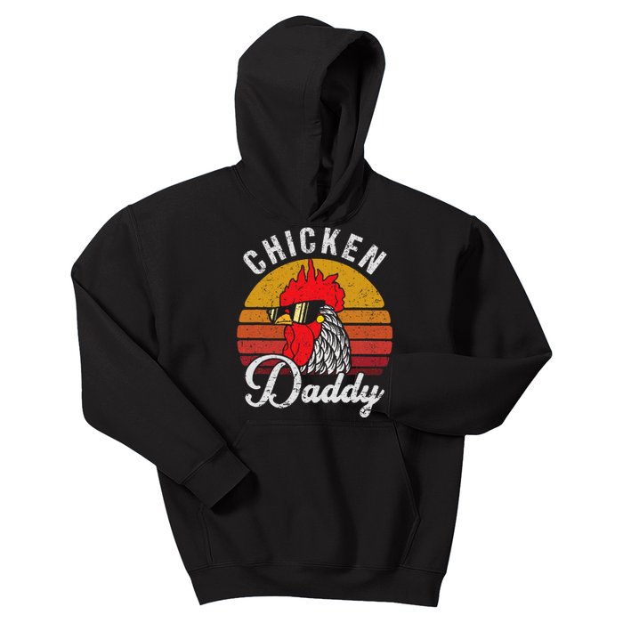 Chicken Daddy Vintage Style Chicken Dad Poultry Funny Farmer Kids Hoodie