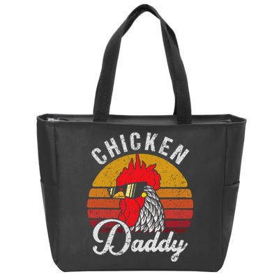 Chicken Daddy Vintage Style Chicken Dad Poultry Funny Farmer Zip Tote Bag