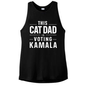 Cat Dad Voting For Kamala President Harris 2024 Vote Blue Gift Ladies PosiCharge Tri-Blend Wicking Tank