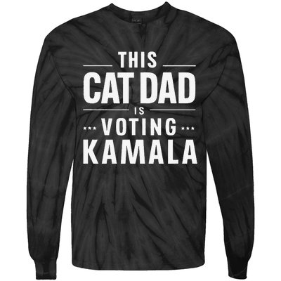 Cat Dad Voting For Kamala President Harris 2024 Vote Blue Gift Tie-Dye Long Sleeve Shirt