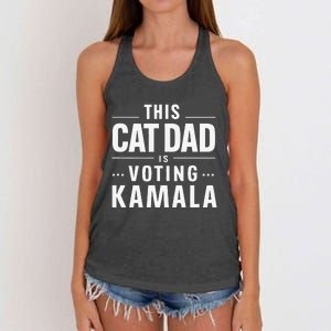 Cat Dad Voting For Kamala President Harris 2024 Vote Blue Gift Women's Knotted Racerback Tank