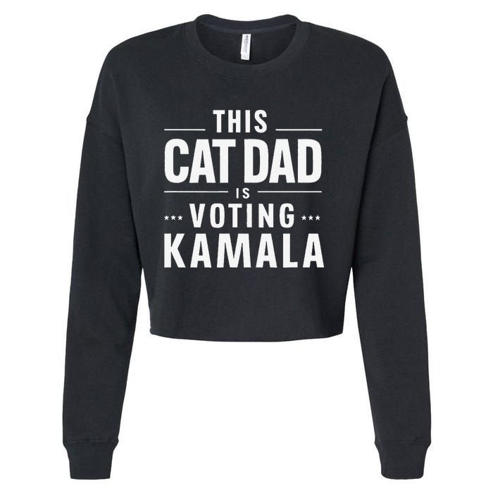 Cat Dad Voting For Kamala President Harris 2024 Vote Blue Gift Cropped Pullover Crew