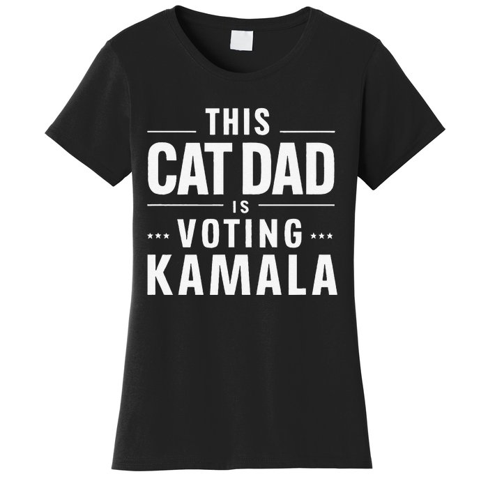 Cat Dad Voting For Kamala President Harris 2024 Vote Blue Gift Women's T-Shirt