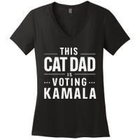 Cat Dad Voting For Kamala President Harris 2024 Vote Blue Gift Women's V-Neck T-Shirt